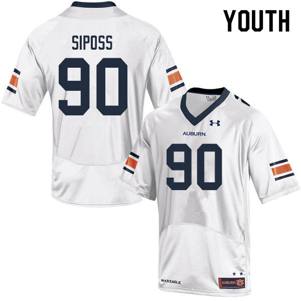 Youth Auburn Tigers #90 Arryn Siposs White 2019 College Stitched Football Jersey